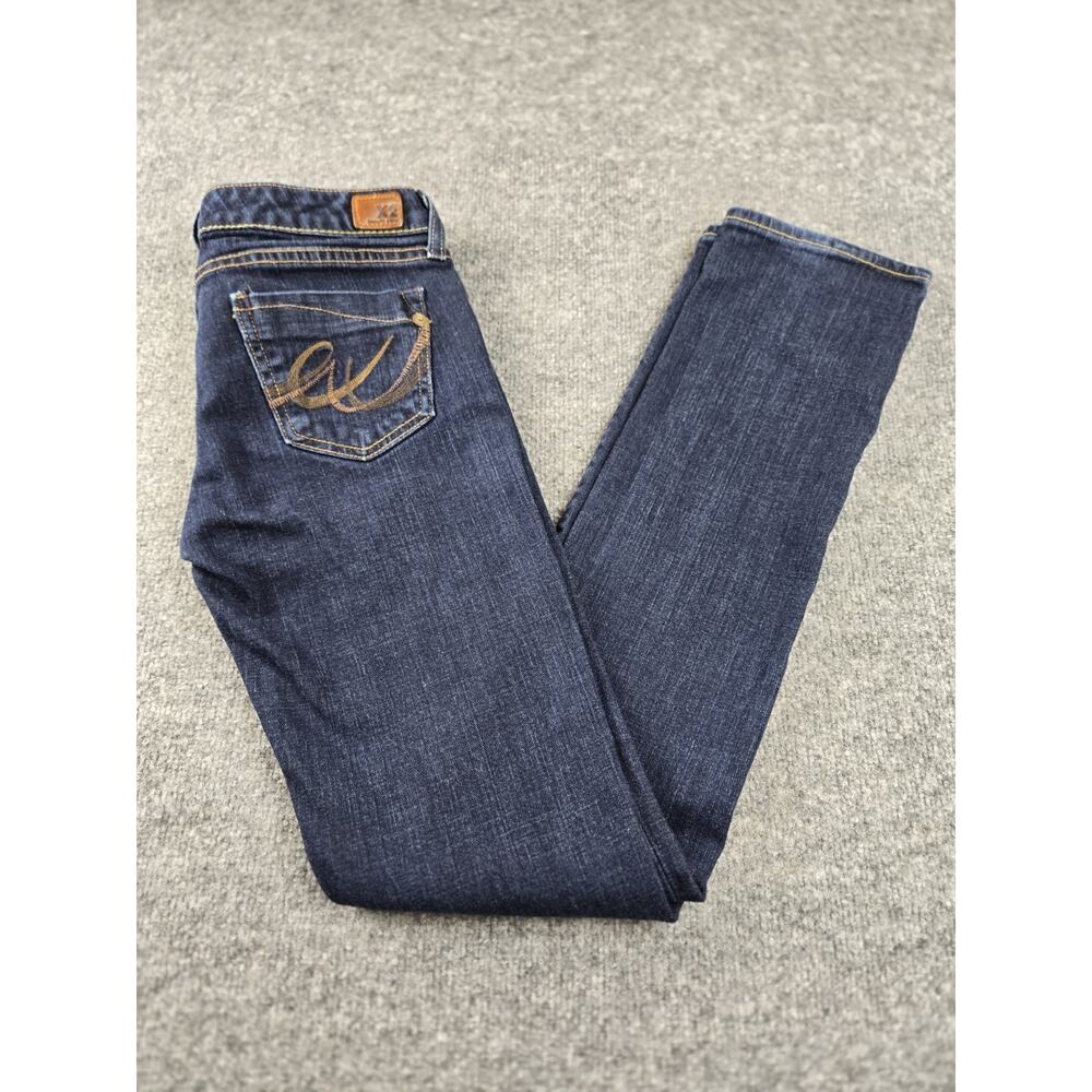 X2 Quality Denim Dark Wash Low Rise Flare Leg Jeans Size 2 #444